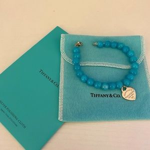 Tiffany & Co Blue Ammonite Bead Heart Tag Bracelet - New!!!